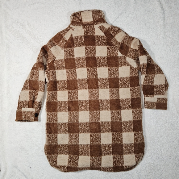 GREYLIN ANTHROPOLOGIE Women’s M Brown Plaid Long Heavyweight Shacket Jacket - Picture 8 of 13
